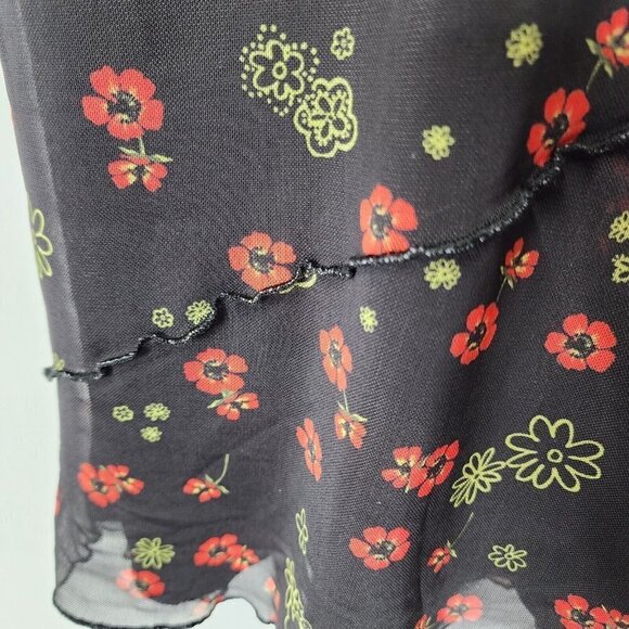 Urban Outfitters NWOT Bright Side Lace‎ Up Mini Dress Black Multi Floral Print S - Picture 6 of 16